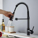 Robinet Mitigeur De Cuisine À Douchette Extractible Ressort Flexible 2 Jets Acier Inoxydable Noir Brossé - www.yonis-shop.com