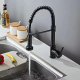 Robinet Mitigeur De Cuisine À Douchette Extractible Ressort Flexible 2 Jets Acier Inoxydable Noir Brossé - www.yonis-shop.com