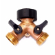 Répartiteur De Robinet 2 En 1 Pour Eau Domestique Avec Vanne De Contrôle En Acier Inoxydable Corps En Cuivre - www.yonis-shop...