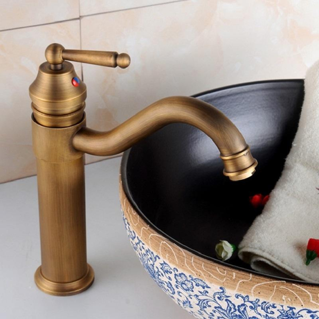 Robinet De Lavabo À Trou Unique En Cuivre Style Antique À Percer Sans Fuite Avec Mousseur Économiseur D’Eau - www.yonis-shop.com