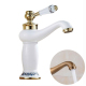 Robinet Mitigeur De Cuisine En Cuivre Style Antique Installation Sur Plage Monotrou Finition Porcelaine Bleue Et Blanche