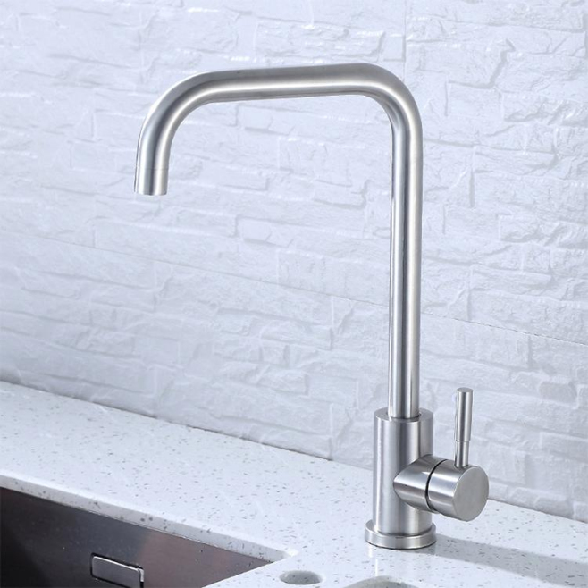 Robinet Pour Évier Rotatif Eau Chaude Et Froide En Acier Inoxydable 304 Cartouche Céramique Finition Brossée - www.yonis-shop...
