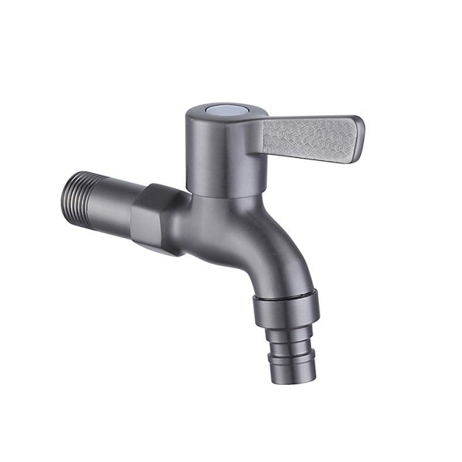 Robinet Mural En Inox Pour Machine À Laver Avec Cartouche Céramique Filetage Profond Et Finition Gris Canon - www.yonis-shop.com