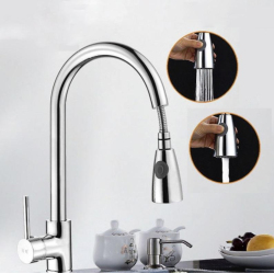 Robinet De Cuisine Extractible Eau Chaude Et Froide Rotation 360° Cartouche Céramique Économie D’Eau En Cuivre Sans Plomb
