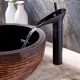 Robinet De Lavabo Cascade Eau Chaude Et Froide Noir En Laiton À Large Calibre Durable Et Étanche
