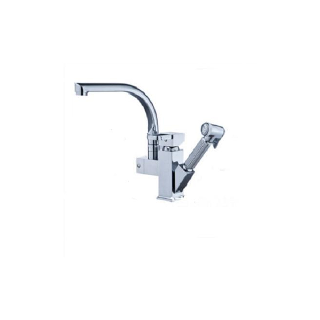 Robinet Mitigeur De Cuisine En Cuivre Monotrou Pour Eau Chaude Et Froide Avec Douchette Extractible Et Bec Pivotant À 360° - ...