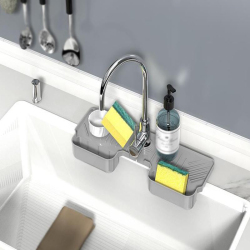 Tapis Égouttoir Pour Évier En Silicone À Fixer Au Robinet Avec Deux Supports À Éponges Gain De Place
