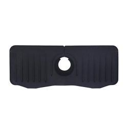 Tapis Évier Silicone Anti Éclaboussures Avec Drainage Pour Robinet Noir 37 x 14,7 x 2 cm Lavable Au Lave-Vaisselle
