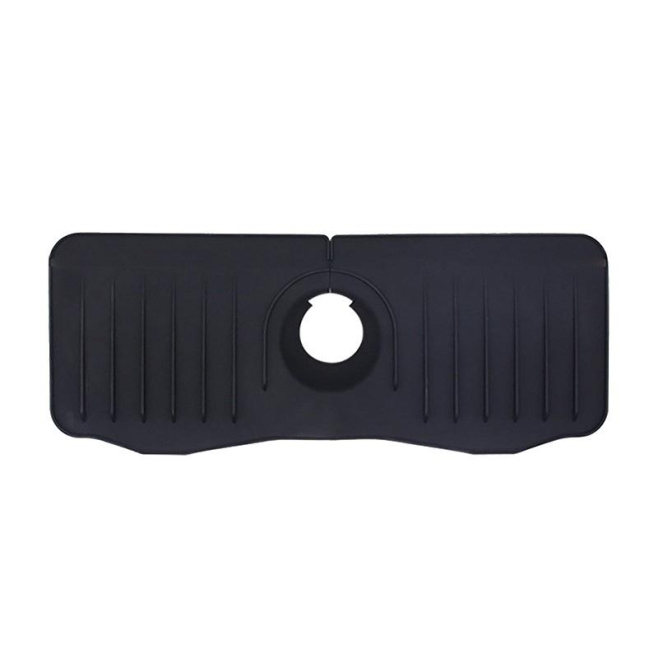 Tapis Évier Silicone Anti Éclaboussures Avec Drainage Pour Robinet Noir 37 x 14,7 x 2 cm Lavable Au Lave-Vaisselle - www.yoni...