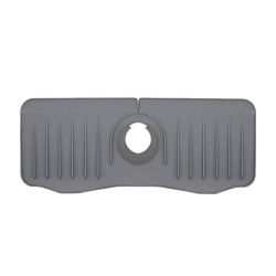 Tapis Évier Silicone Anti Éclaboussures Avec Évacuation Rapide Compatible Robinet Gris 37x14,7x2 cm