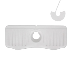 Tapis Évier Pour Robinet Anti Éclaboussures En Silicone Avec Évacuation Rapide Et Bord Étanche 37x14,7x2 Cm