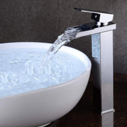 Robinet De Lavabo Monotrou Pour Salle De Bain À Bec Haut Cartouche Céramique Anti Éclaboussures Résistant À La Rouille