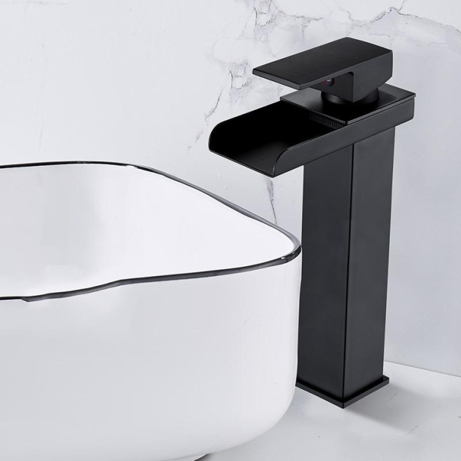 Robinet De Lavabo Monotrou À Bec Large Pour Salle De Bain Anti Éclaboussures Cartouche Céramique Résistant À La Rouille Court...