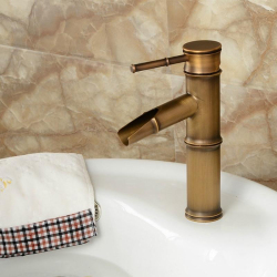 Vasque De Salle De Bain À Poser Avec Robinet Cascade En Cuivre Style Rétro Européen À Trou Unique
