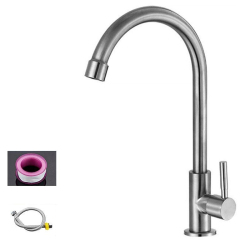 Robinet De Cuisine En Acier Inoxydable 304 Rotatif À 360° Avec Tuyau De 60 Cm Et Mousseur Économiseur D’Eau