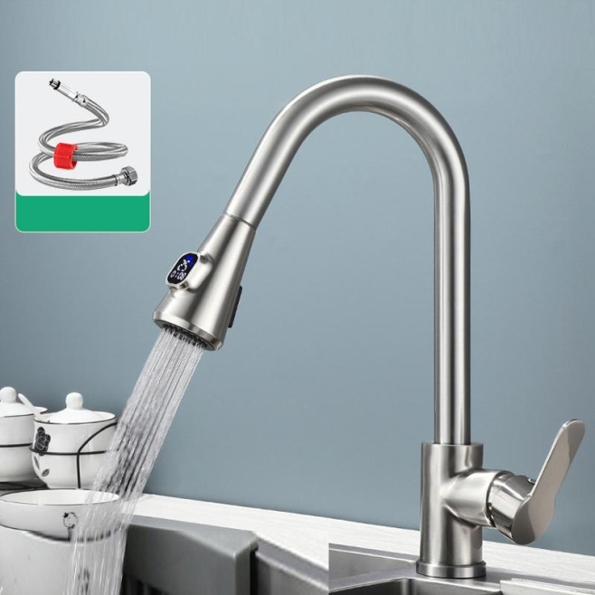 Robinet De Cuisine À Douchette Extractible Mitigeur Chaud Froid Affichage Numérique Sans Pile En Cuivre 59 - www.yonis-shop.com