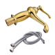 Robinet De Lavabo Mitigeur Eau Chaude Et Froide Rétro En Cuivre Doré À Bec Court Avec Mousseur Fin - www.yonis-shop.com