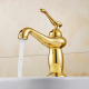 Robinet De Lavabo Mitigeur Eau Chaude Et Froide Rétro En Cuivre Doré À Bec Court Avec Mousseur Fin - www.yonis-shop.com