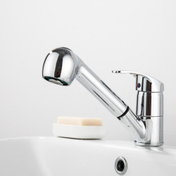 Robinet D’Évier Mitigeur Extractible Eau Chaude Et Froide Douchette 360° Double Jet Rappel Par Boule De Gravité