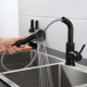 Robinet De Cuisine Extractible Pour Évier En Acier Inoxydable Avec Cartouche Céramique Base Fixe Monobloc