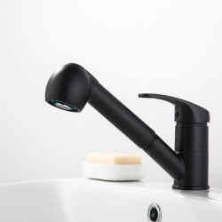 Robinet Mitigeur D’Évier À Douchette Extractible Noir Tuyau Télescopique 360° Eau Chaude Et Froide Double Jet