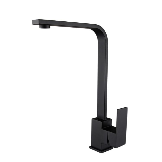 Robinet De Cuisine Rotatif Eau Chaude Et Froide En Acier Inoxydable Noir Cartouche Céramique Pour Évier - www.yonis-shop.com