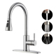 Robinet Mitigeur De Cuisine Extractible 3 Jets 360° En Inox 304 Noir Eau Chaude Et Froide Extension 45 Cm
