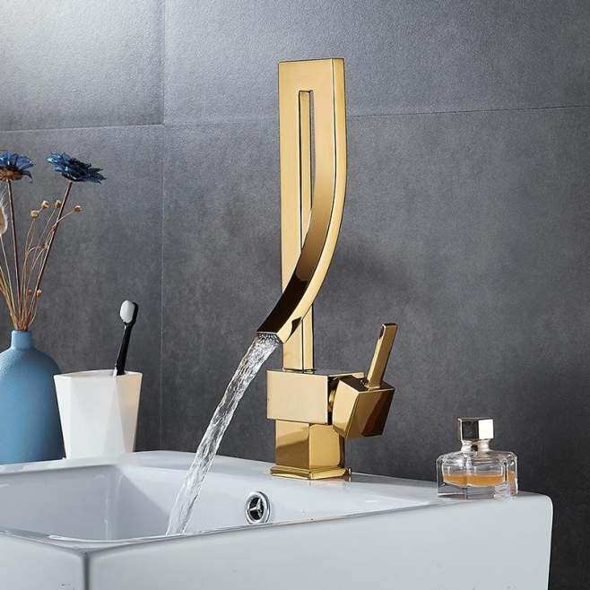 Robinet De Lavabo Sur Plage Eau Chaude Et Froide En Laiton Orientable À 360 Degrés À Base Fixe Monobloc - www.yonis-shop.com