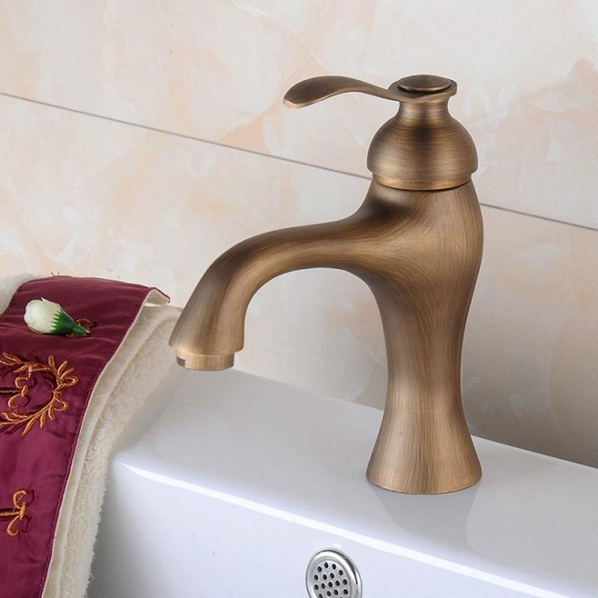 Robinet De Lavabo Monotrou En Cuivre Antique Pour Salle De Bain Eau Chaude Et Froide Avec Mousseur Économique - www.yonis-sho...