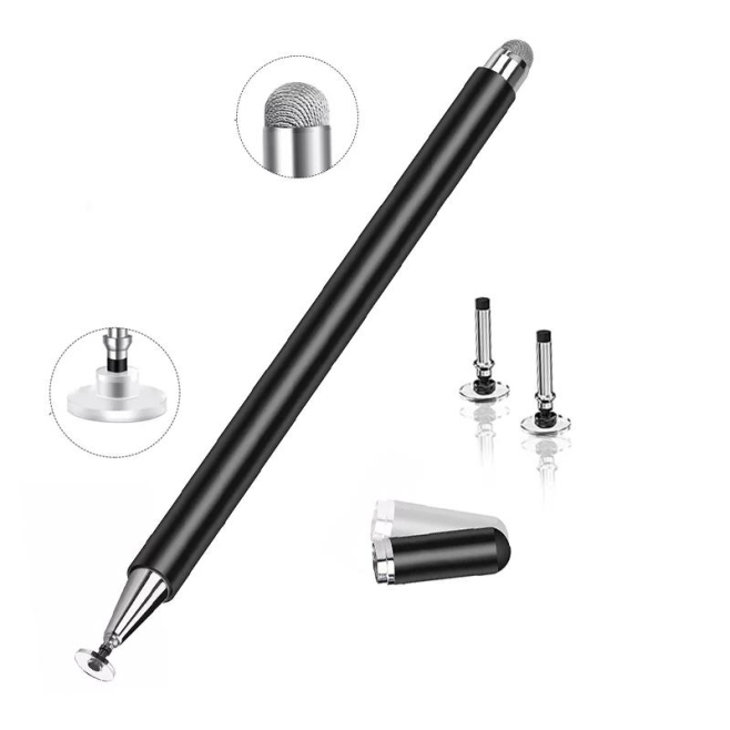 Stylet Capacitif Deux En Un Pour Smartphone Et Tablette Avec Embout Disque 7 Mm Et Fibre Argentée Sans Recharge - www.yonis-s...