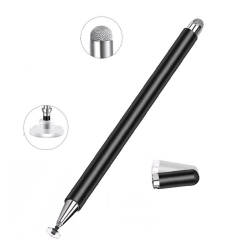 Stylet Capacitif 2 En 1 Pour Smartphone Et Tablette Pointe Disque Transparente 7 Mm Embout Fibre Argentée Sans Recharge