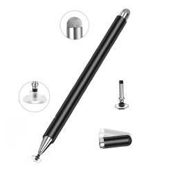 Stylet Tactile Capacitif 2 En 1 Pour Écriture Sur Smartphone Et Tablette Pointe Disque Transparente 7 Mm Embout Fibre Argentée