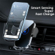 Support De Téléphone Voiture Avec Chargeur Sans Fil 15W Fixation Grille D’Aération Détection Automatique Et Serrage À Une Mai...