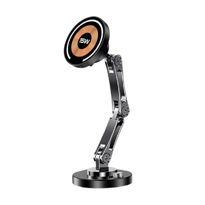 Support De Téléphone Voiture Magnétique Avec Chargeur Sans Fil Rapide 15W Rotatif À 360° Pliable Adhésif - www.yonis-shop.com