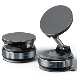 Support Téléphone Voiture Magnétique À Ventouse Pour Tableau De Bord Recharge Sans Fil 15W Pliable Rotation 360° Smartphones Dès 4,7 Pouces