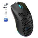 Souris PC Rechargeable &Agrave; Trois Modes Filaire 2.4 GHz Bluetooth 5.3 RGB 3600 DPI Ergonomique - www.yonis-shop.com