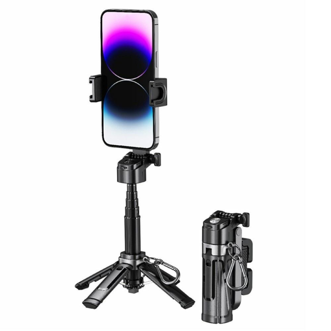 Perche À Selfie Extensible Avec Trépied À Quatre Pieds Tête Rotative Télécommande Bluetooth 5.2 11.7 À 41.5 Cm - www.yonis-sh...