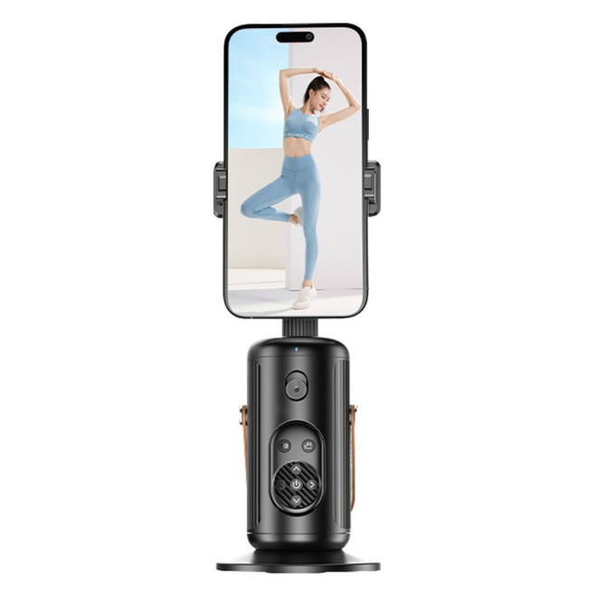 Support PTZ De Bureau Pour Smartphone Avec Suivi Automatique À 360° Sans Application Base Antidérapante Et Design Pliable - w...