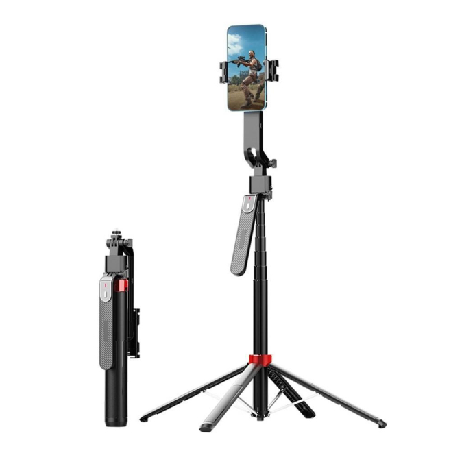 Perche Selfie Trépied Gimbal Pour Smartphone Avec Suivi Facial IA Rotation 360° Télécommande Bluetooth Et Extension 180 Cm - ...
