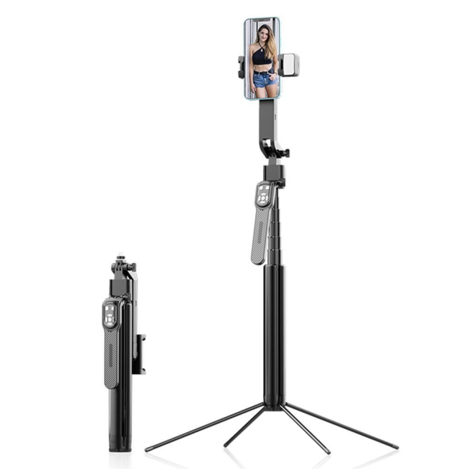 Perche Selfie Trépied Pour Smartphone Avec Suivi Automatique Du Visage Lumière Intégrée Et Hauteur Extensible Jusqu’à 180 Cm ...