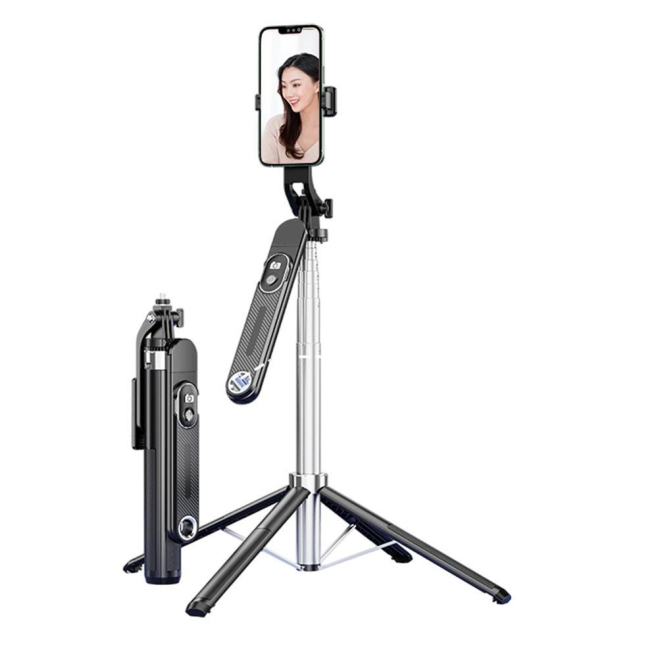 Perche Selfie Avec Trépied À Quatre Pieds Pour Smartphone Et Télécommande Bluetooth Rechargeable Extensible 180 Cm - www.yoni...