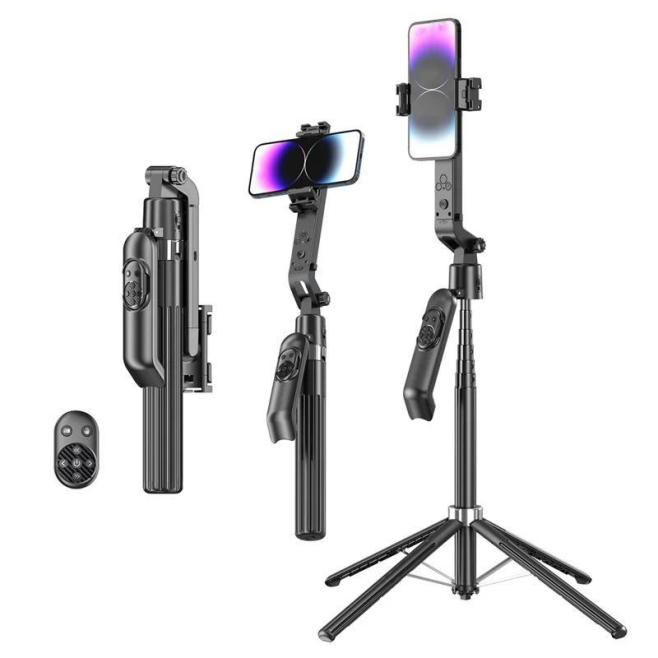 Gimbal Smartphone Avec Suivi Facial Rotation 360° Trépied Extensible 1,83 M Télécommande Bluetooth Autonomie 4 À 6 H - www.yo...