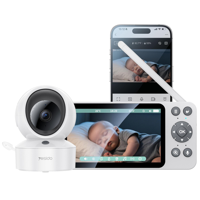 Babyphone Vidéo Pour Bébé Avec Caméra Écran LCD 5 Pouces WiFi Vision Nocturne 940 Nm Et Détection Des Pleurs - www.yonis-shop...