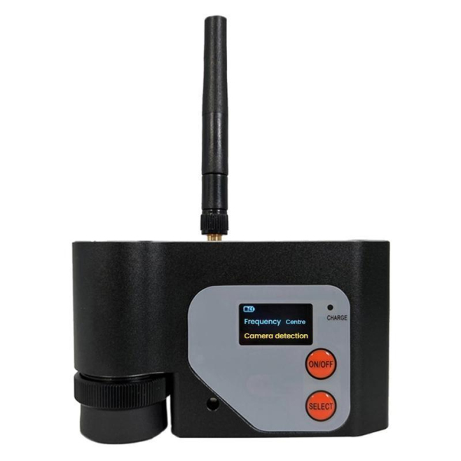 Détecteur De Caméras Cachées Et Signaux RF Triple Détection Laser Infrarouge 10 À 3000 MHz Grossissement Optique 5x - www.yon...