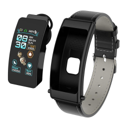 Montre Connectée Avec Écouteur Bluetooth Amovible Pour Appels Bracelet En Cuir IP67 10 Jours En Veille