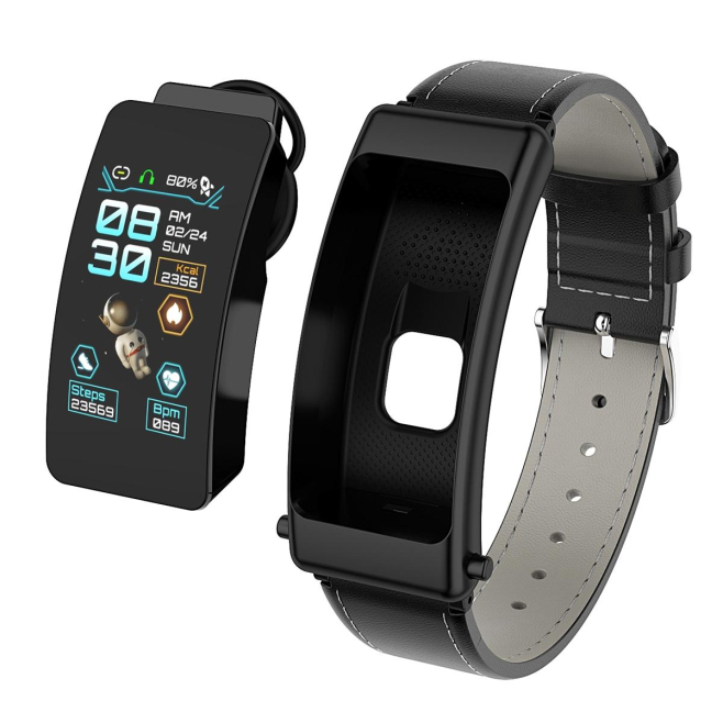 Montre Connectée Avec Écouteur Bluetooth Amovible Pour Appels Bracelet En Cuir IP67 10 Jours En Veille - www.yonis-shop.com