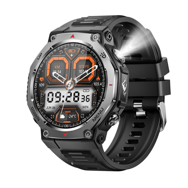Montre Connectée Sport Outdoor Avec Lampe Torche Puissante Écran AMOLED 1.43 Pouce 5 ATM Autonomie 7 Jours - www.yonis-shop.com