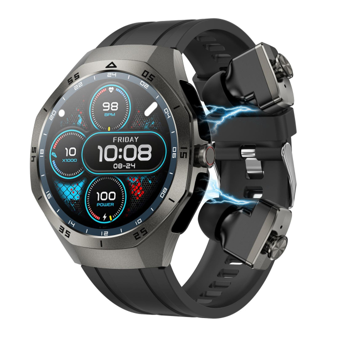 Montre Connectée Bluetooth Avec Écouteurs Sans Fil Suivi Cardiaque IP67 Écran Tactile 360x360 NFC - www.yonis-shop.com