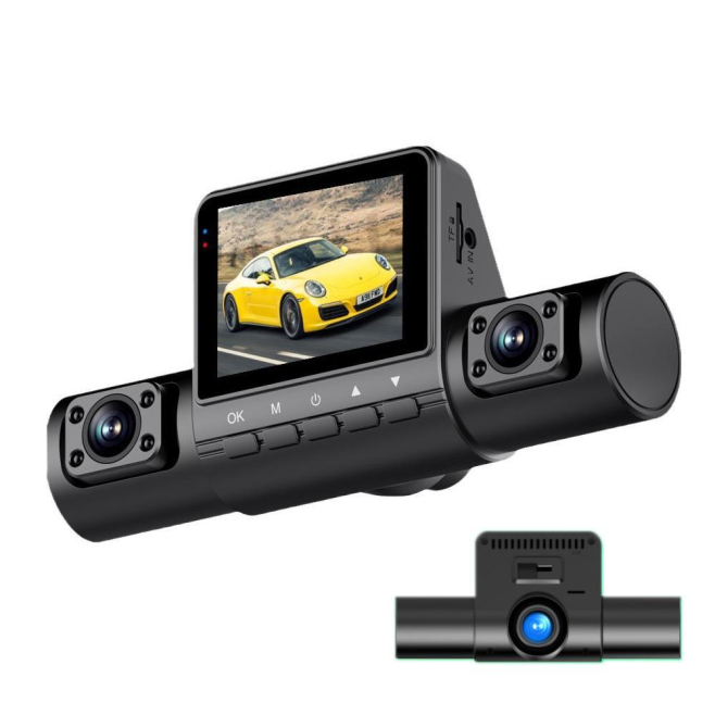 Dashcam Voiture Trois Caméras Vision Nocturne Infrarouge Enregistrement 1080P Écran 2 Pouces Détection De Mouvement - www.yon...