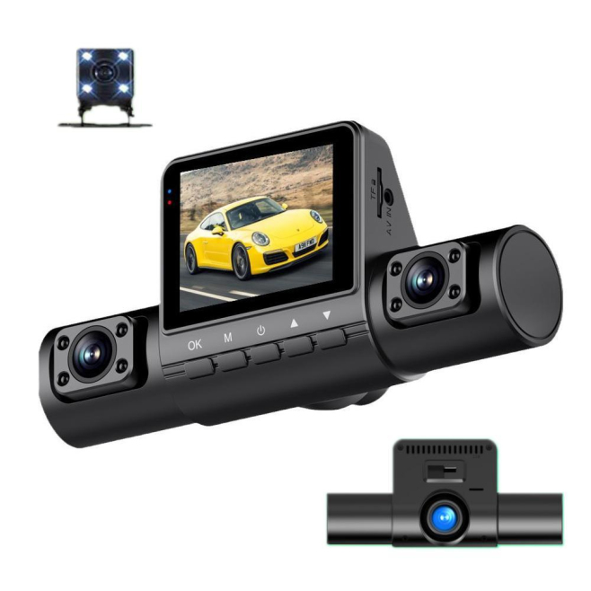 Dashcam Voiture 4 Objectifs 1080P Vision Nocturne Enregistrement En Boucle Détection De Mouvement - www.yonis-shop.com